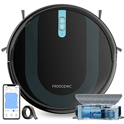 Proscenic 850T WLAN Saugroboter, Staubsauger Roboter, Alexa & Google Home & Appsteuerung, Saugroboter mit Wischfunktion, 3000Pa Saugleistung auf Teppichen und Hartböden, Schwarz+blau*